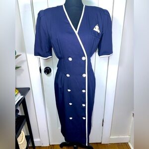 Vintage Navy Double-Breasted Dress